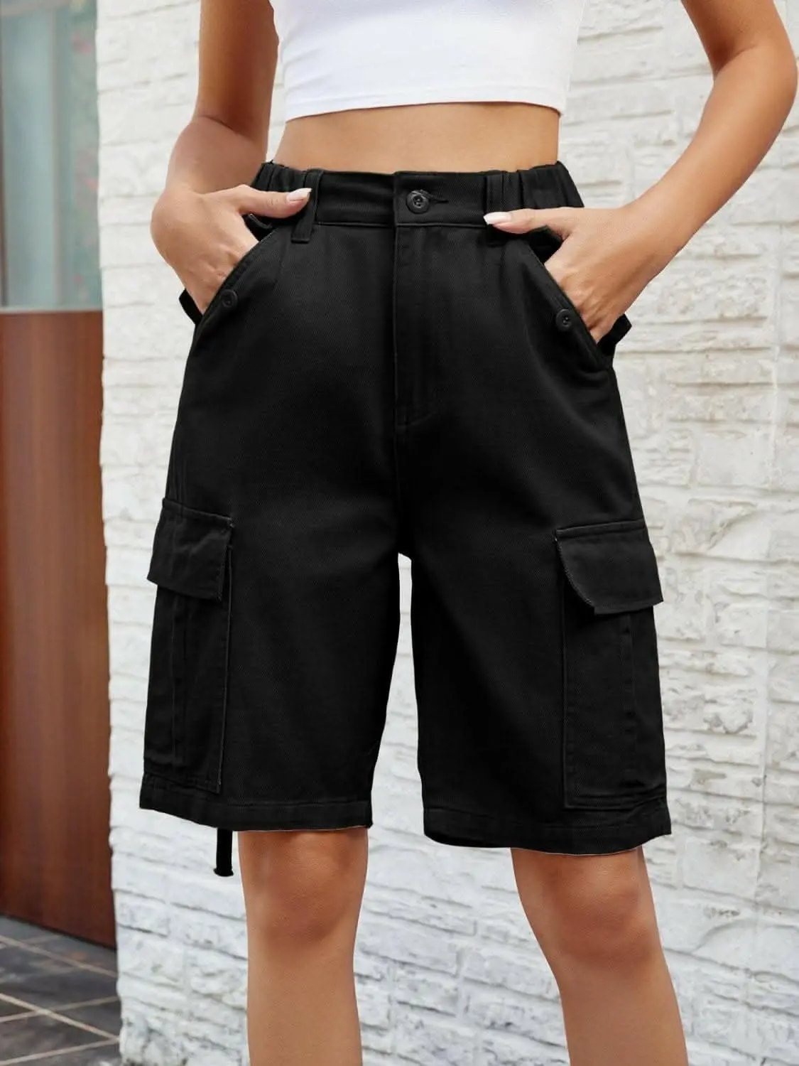 Chic high-rise denim shorts - Love Salve